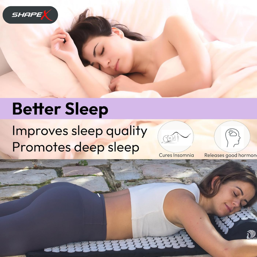 SHAPE X Acupressure Mat & Pillow Set – Relieve Back & Neck Pain, Reduce Stress, Improve Sleep – 10,692 Therapeutic Spikes