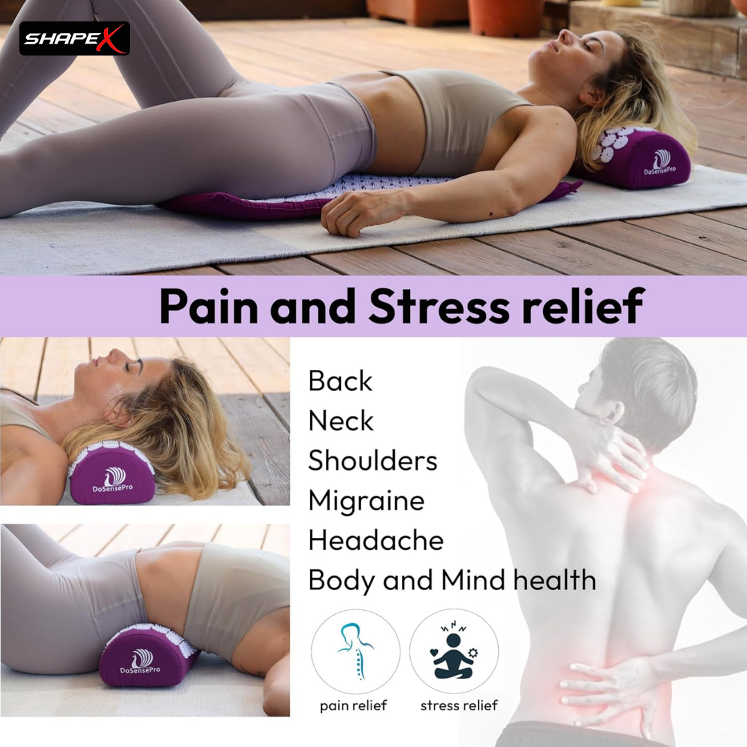 SHAPE X Acupressure Mat & Pillow Set – Relieve Back & Neck Pain, Reduce Stress, Improve Sleep – 10,692 Therapeutic Spikes