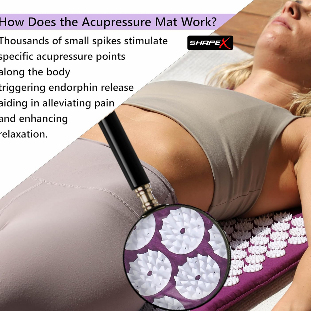SHAPE X Acupressure Mat & Pillow Set – Relieve Back & Neck Pain, Reduce Stress, Improve Sleep – 10,692 Therapeutic Spikes
