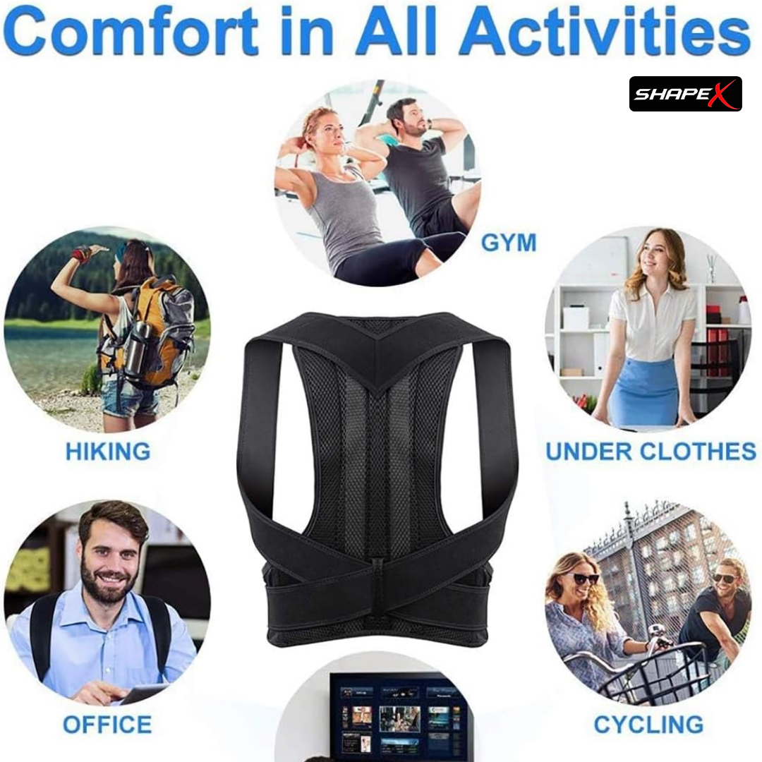 SHAPE X Posture Corrector – Relieve Back & Neck Pain, Align Spine, Improve Posture in 3 Weeks