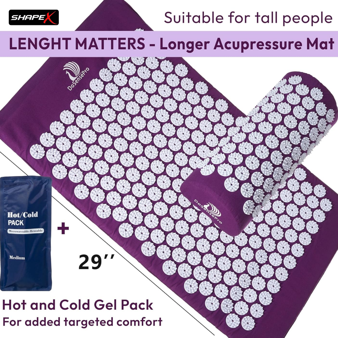 SHAPE X Acupressure Mat & Pillow Set – Relieve Back & Neck Pain, Reduce Stress, Improve Sleep – 10,692 Therapeutic Spikes