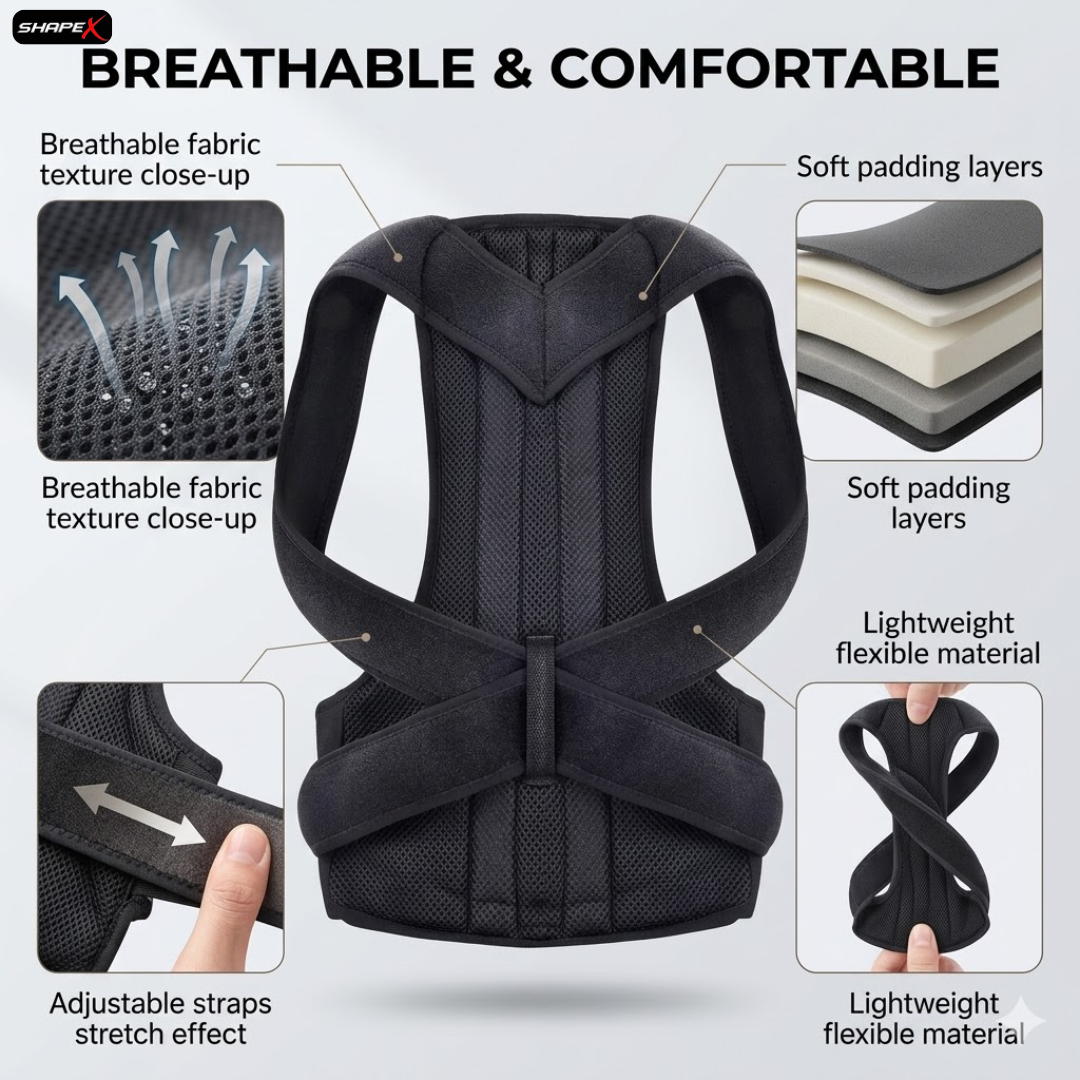 SHAPE X Posture Corrector – Relieve Back & Neck Pain, Align Spine, Improve Posture in 3 Weeks