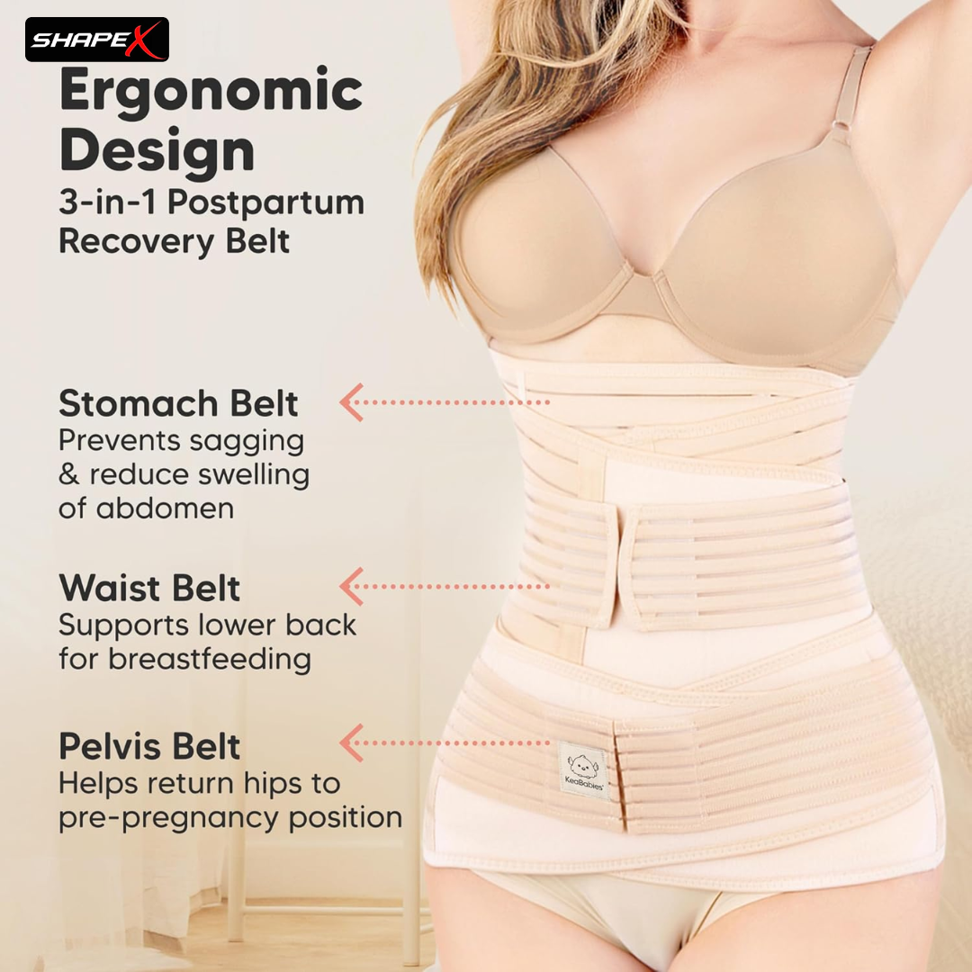 3-in-1 Postpartum Recovery Belt – Shrink Belly, Support Pelvis & Waist – Regain Pre-Pregnancy Body Faster