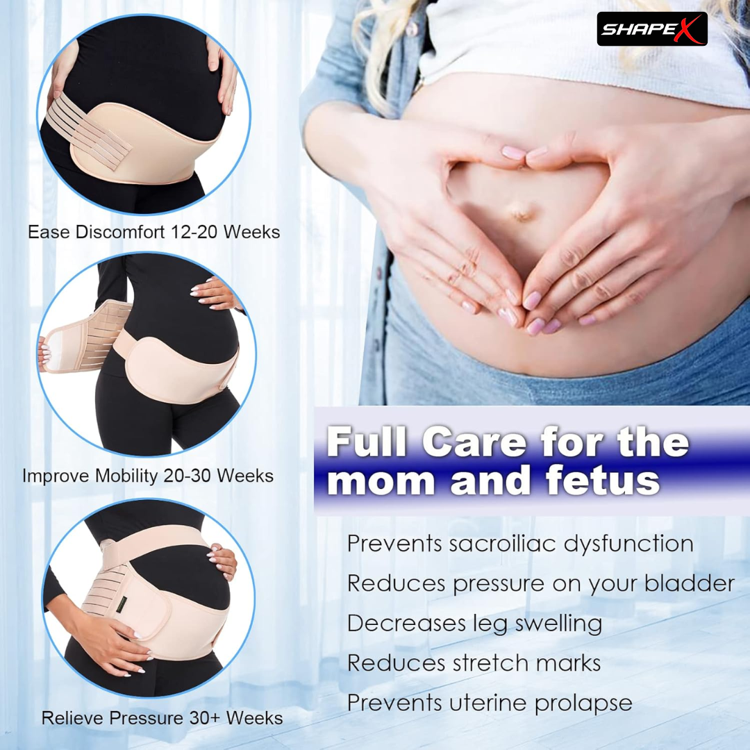 Adjustable Maternity Support Belt – 3-in-1 for Back Pain, Pelvic Pain (SPD/PGP), Bladder Pressure & Stretch Marks – Breathable Mesh, Fits All Trimesters
