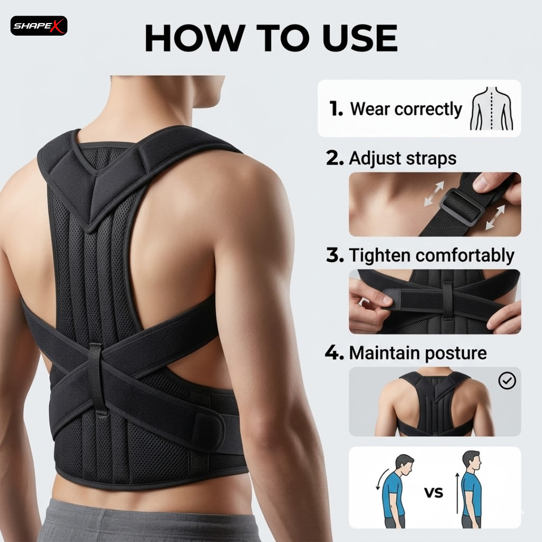 SHAPE X Posture Corrector – Relieve Back & Neck Pain, Align Spine, Improve Posture in 3 Weeks