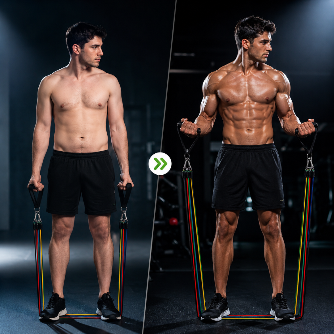 11 Pcs Complete Resistance Bands Set – Full Body Training Kit – Build Muscle, Burn Calories & Train Anywhere - Includes Bands, Foam Handles, Ankle Straps, Door Anchor & Carry Bag – For Home Gym, Travel & All Fitness Levels