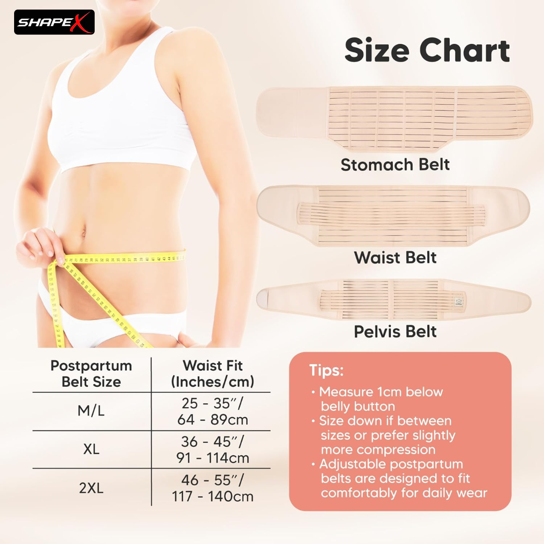 3-in-1 Postpartum Recovery Belt – Shrink Belly, Support Pelvis & Waist – Regain Pre-Pregnancy Body Faster